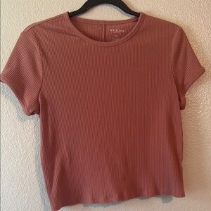 Arizona Jean Company Pink Ribbed Crop Tee